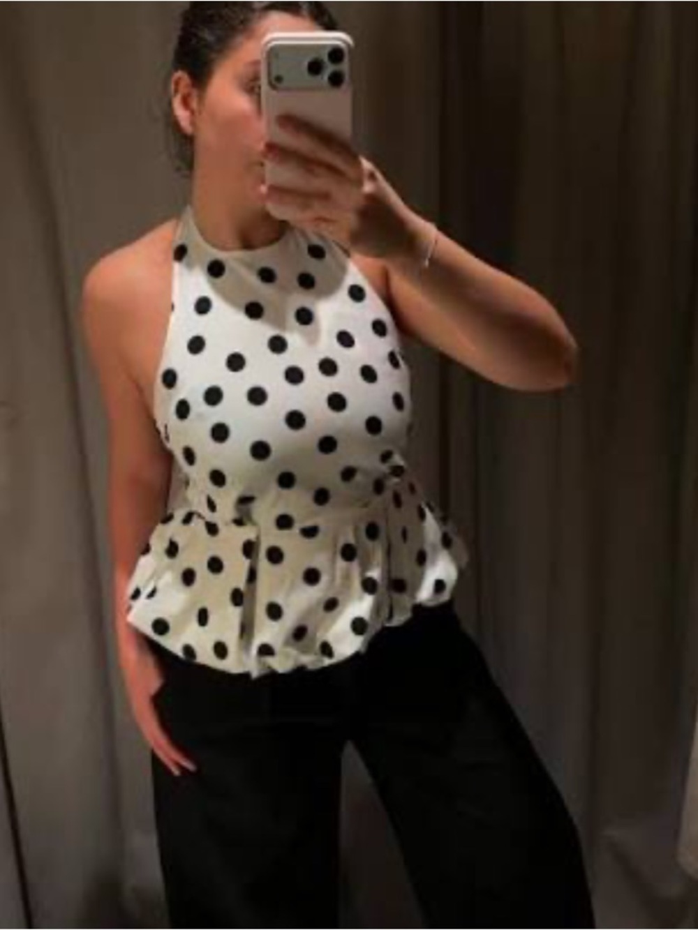 Zara White Polka Dot Halter Top